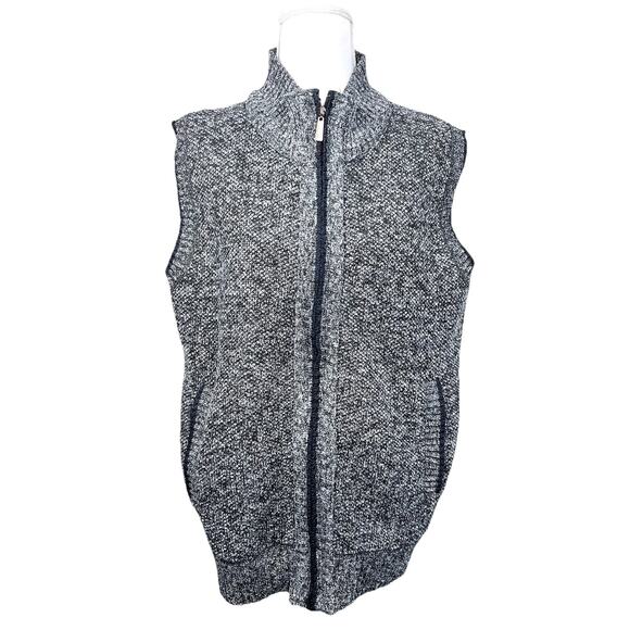 Men's Full Zip Knit Vest Fleece Lined Medium Unbranded Pockets Navy Blue Preppy - Picture 2 of 9